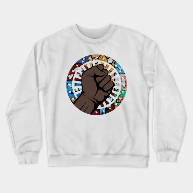 90s Hip Hop Music Black Pride Fist Melanin 90s Throwback BLM Black Pride Crewneck Sweatshirt by teemaniac